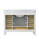 48 inch Plywood Freestanding Bathroom Vanity Set with Drawer and Doors and Natural Marble Top and Ceramic Sink