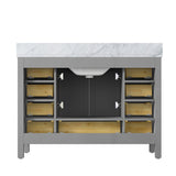 48 inch Plywood Freestanding Bathroom Vanity Set with Drawer and Doors and Natural Marble Top and Ceramic Sink