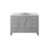 48 inch Plywood Freestanding Bathroom Vanity Set with Drawer and Doors and Natural Marble Top and Ceramic Sink