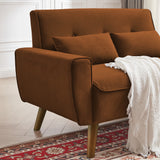 48.82" Small Tufted Loveseat Sofa with 2 Pillows and Tapered Wood Legs