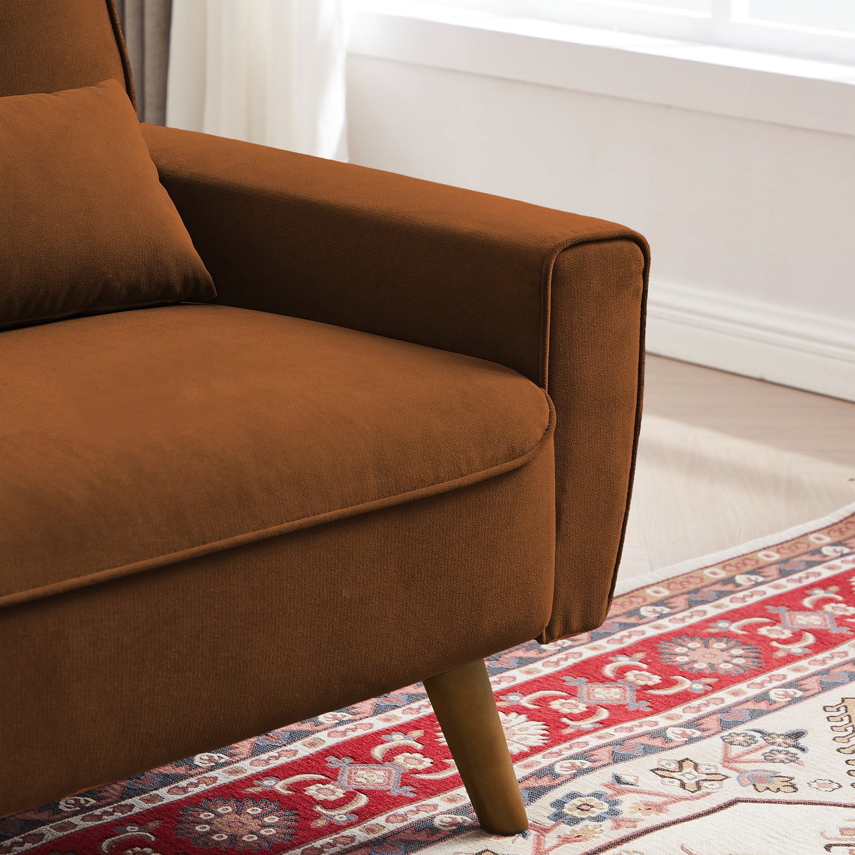 48.82" Small Tufted Loveseat Sofa with 2 Pillows and Tapered Wood Legs