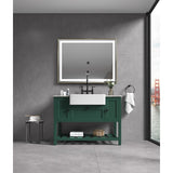 48" Farmhouse Single Bathroom Vanity Set with Imitation Stone Pattern Waterproof Countertop and Soft-Closing Doors.