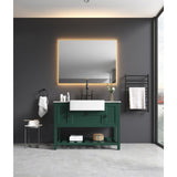 48" Farmhouse Single Bathroom Vanity Set with Imitation Stone Pattern Waterproof Countertop and Soft-Closing Doors.