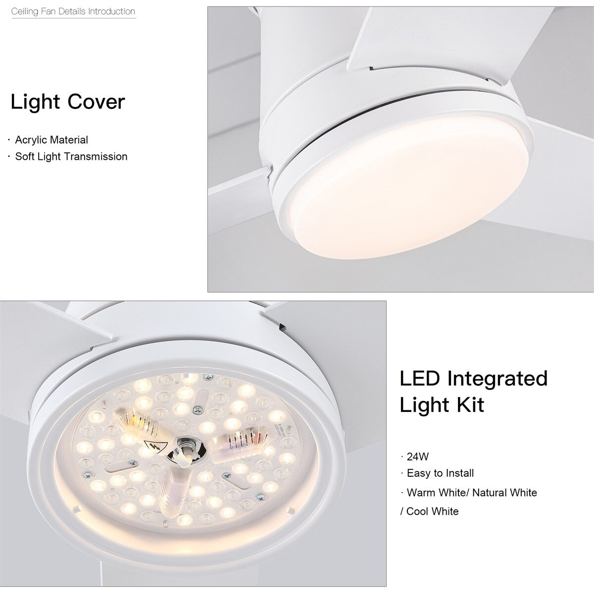 48" Lowe Profile Ceiling Fan with Light