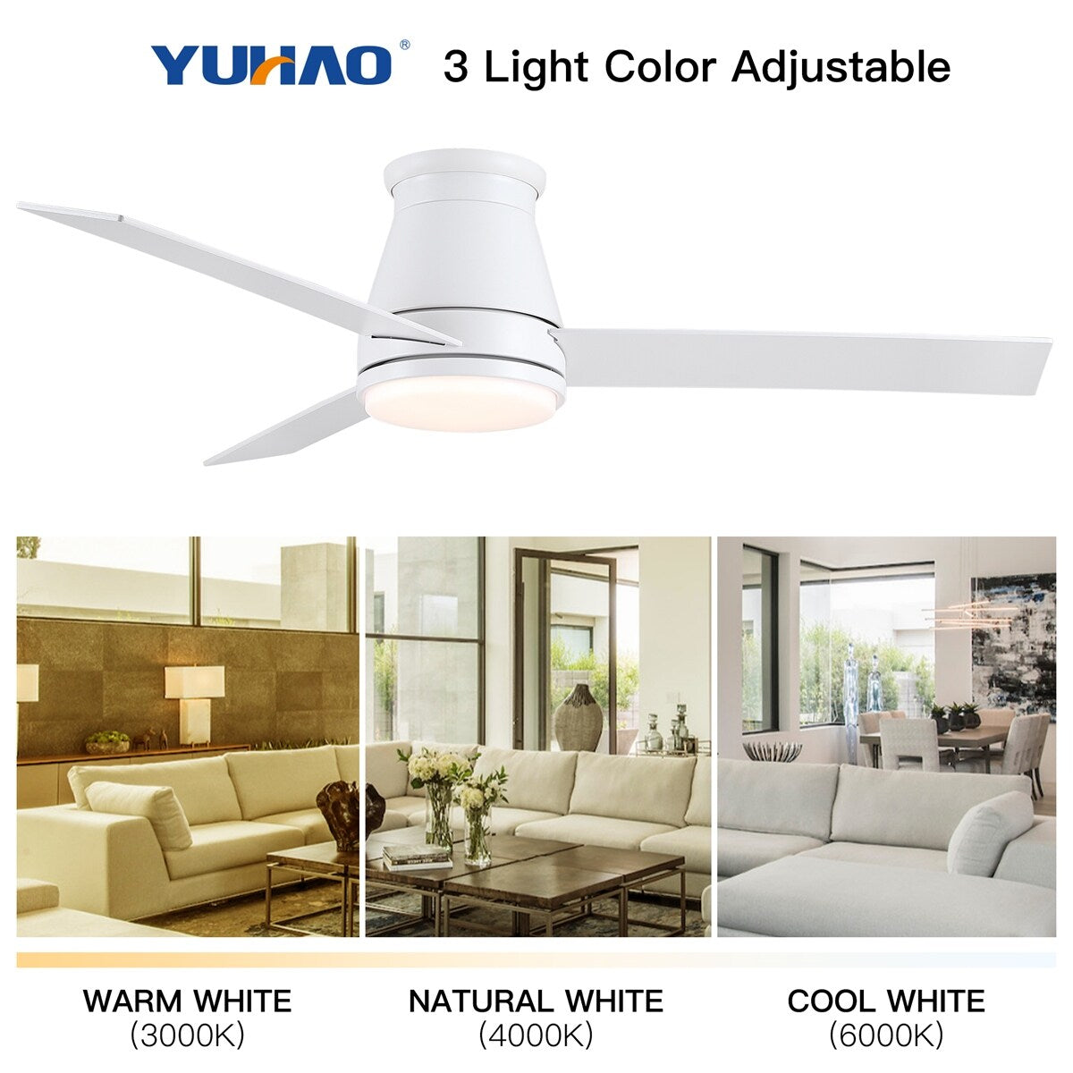 48" Lowe Profile Ceiling Fan with Light