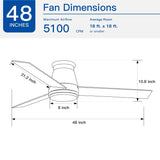 48" Lowe Profile Ceiling Fan with Light