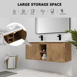 48" Wall Mounted Bathroom Vanity with Double Sink and Storage Cabinet, Soft Closing Door Hinge