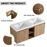 48" Wall Mounted Bathroom Vanity with Double Sink and Storage Cabinet, Soft Closing Door Hinge