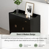 48"W Black Side cabinet with Storage, Buffet Cabinet with Storage, Sideboard with Door and drawer