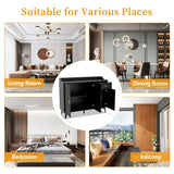 48"W Black Side cabinet with Storage, Buffet Cabinet with Storage, Sideboard with Door and drawer