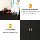 48"W Black Side cabinet with Storage, Buffet Cabinet with Storage, Sideboard with Door and drawer