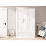 48"W Wardrobe with drawers and 3 doors,Closet Wardrobe,Wardrobe Closet Cabinet with Hanging Rod