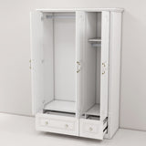 48"W Wardrobe with drawers and 3 doors,Closet Wardrobe,Wardrobe Closet Cabinet with Hanging Rod