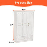 48"W Wardrobe with drawers and 3 doors,Closet Wardrobe,Wardrobe Closet Cabinet with Hanging Rod