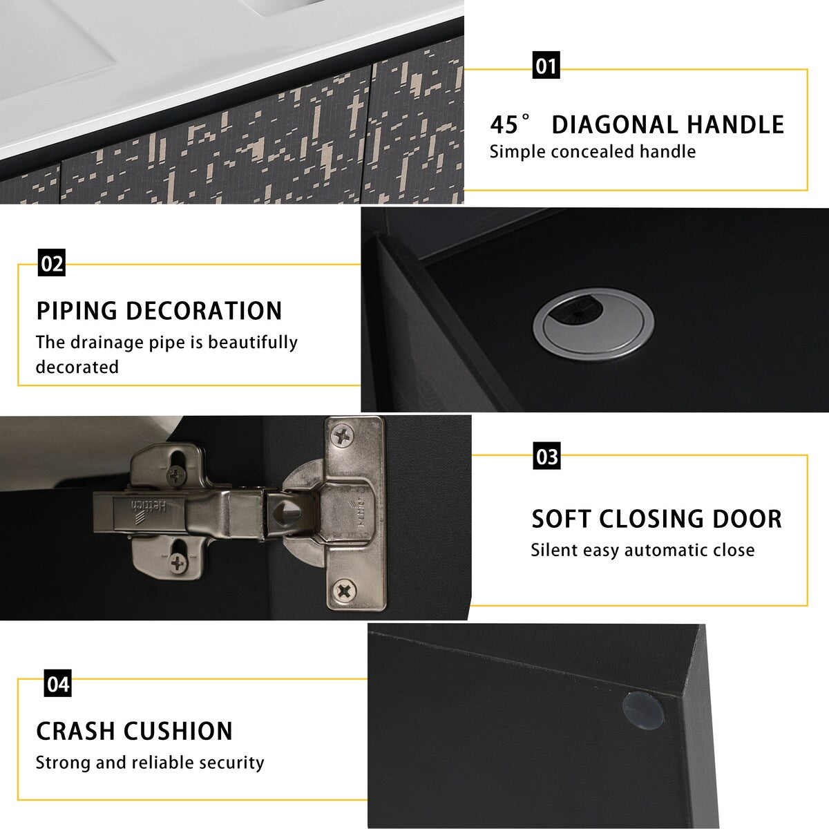 48'' Floating Wall-Mounted Bathroom Vanity & Soft-Close Cabinet Door, KD-Package