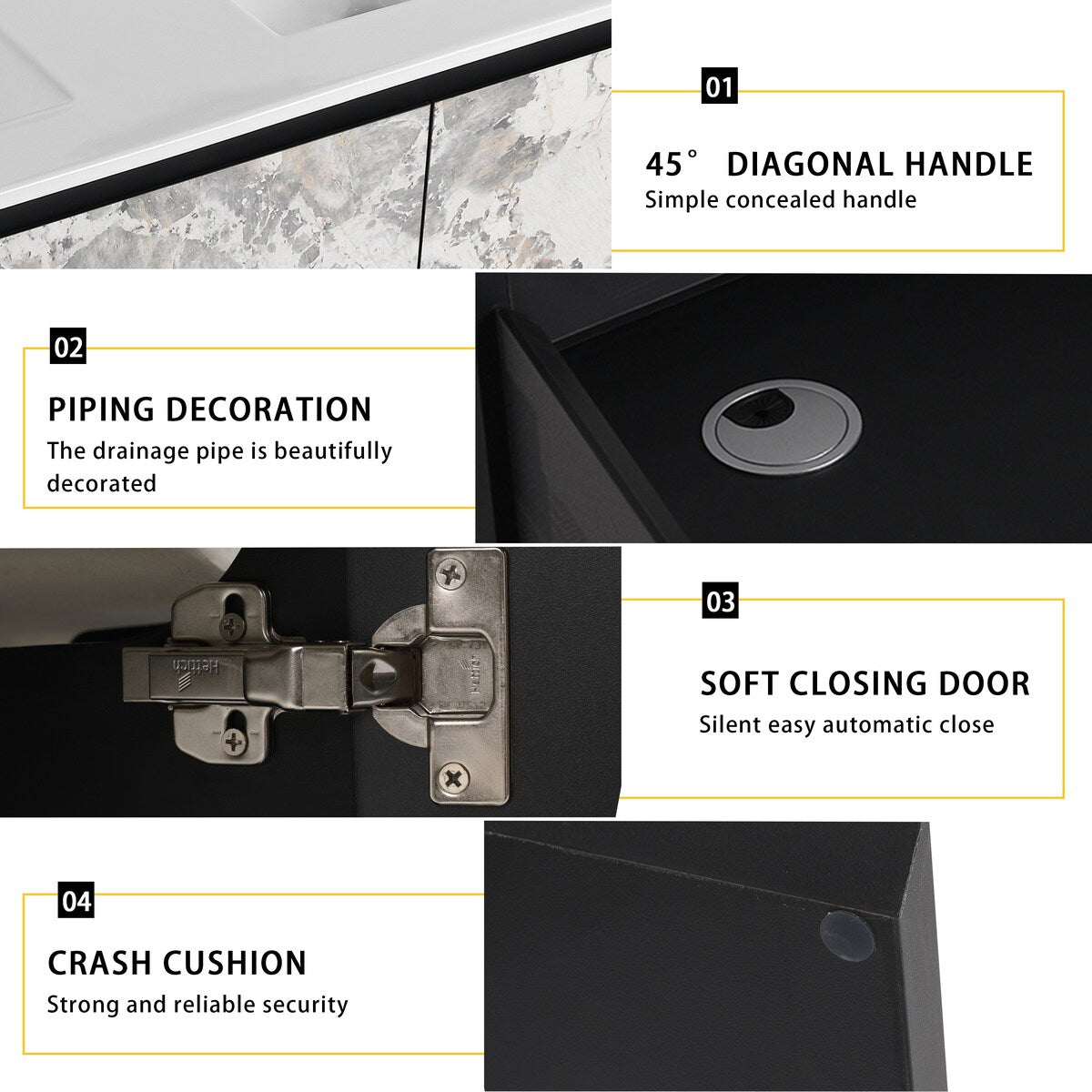 48'' Floating Wall-Mounted Bathroom Vanity & Soft-Close Cabinet Door, KD-Package