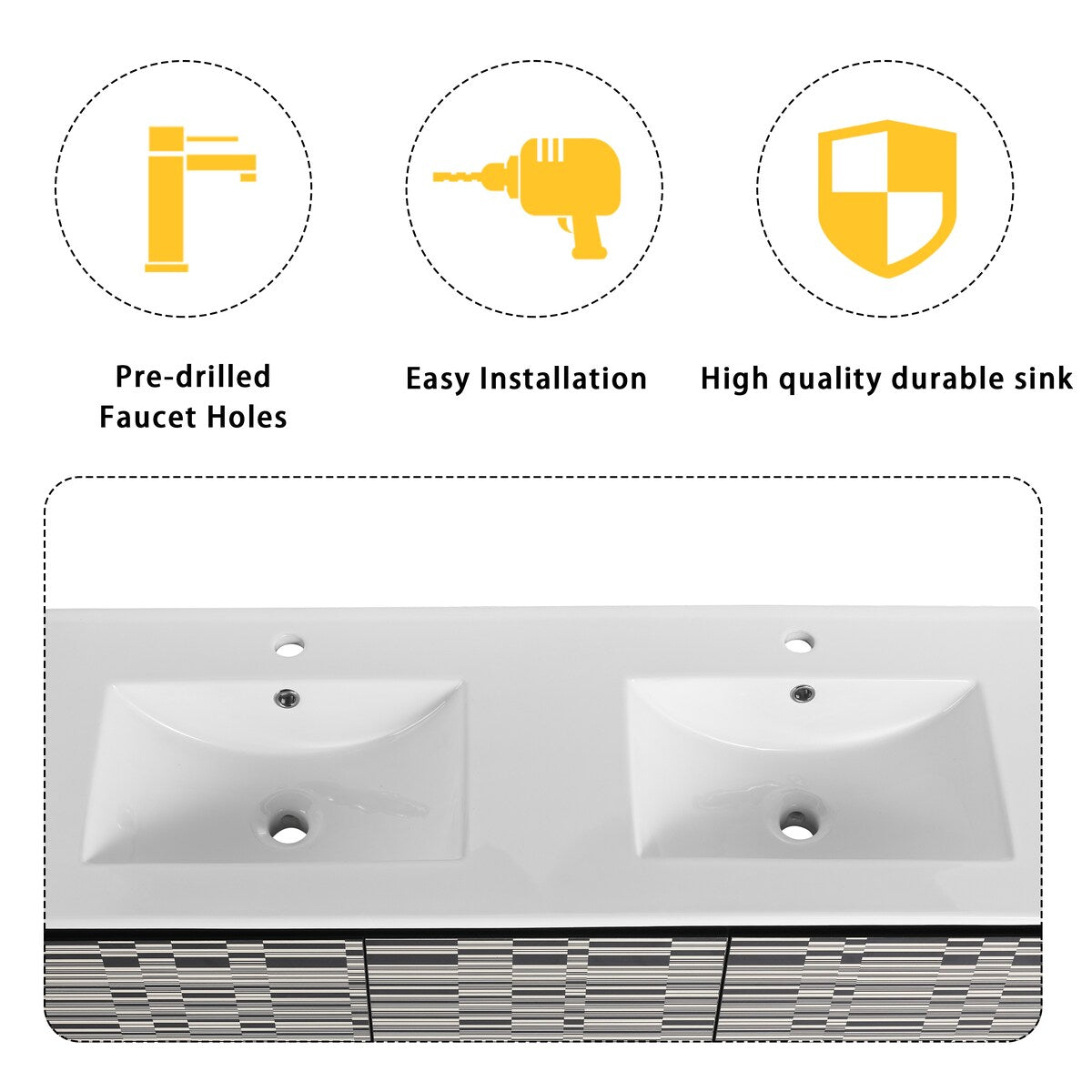 48'' Floating Wall-Mounted Bathroom Vanity & Soft-Close Cabinet Door, KD-Package