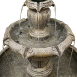 48''H 3-Tiered Modern Glass Fiber Outdoor Waterfall Fountain