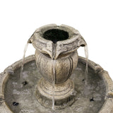 48''H 3-Tiered Modern Glass Fiber Outdoor Waterfall Fountain