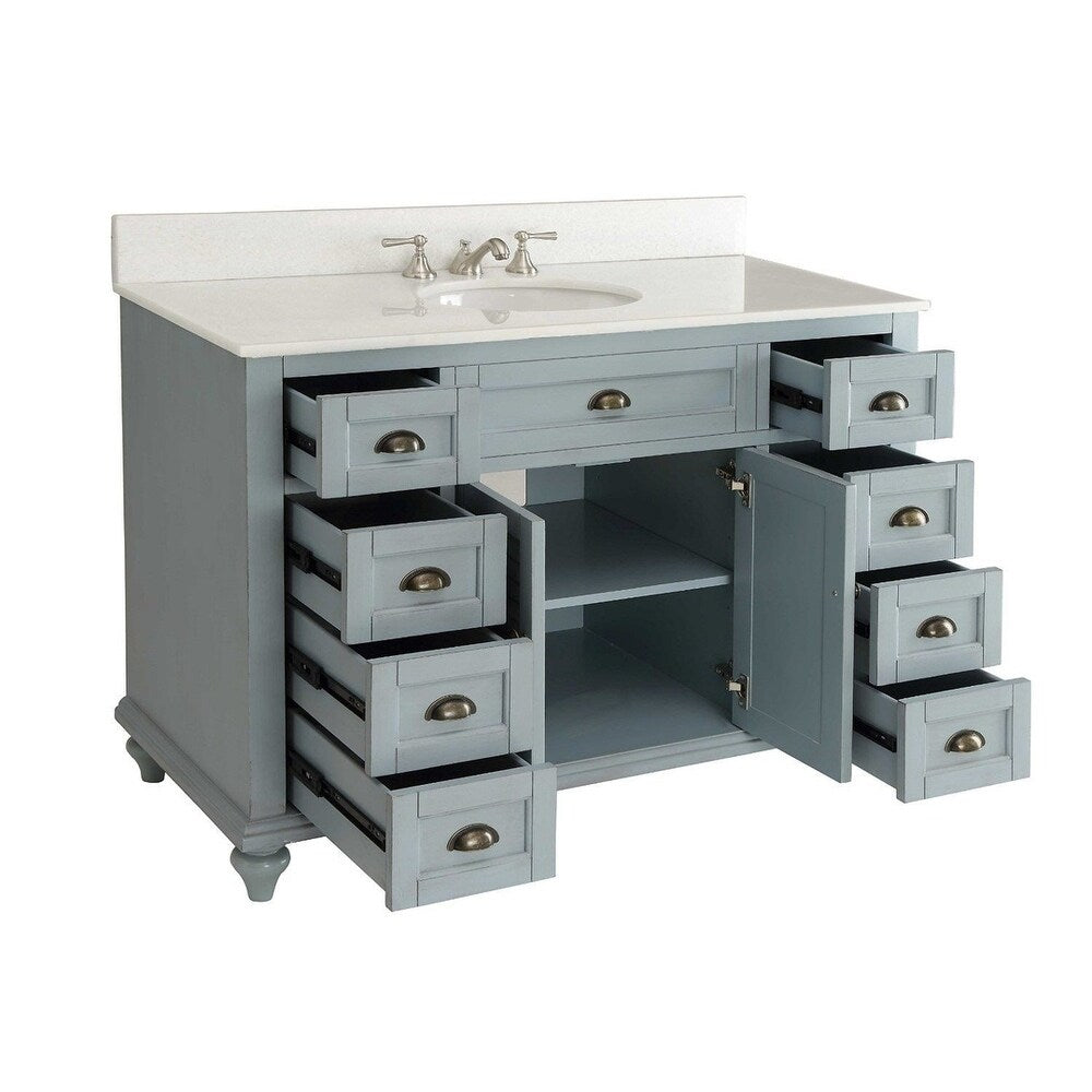 49" Glennville Bathroom Sink Vanity w/ Matching BS - Blue