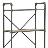 49inch Gray Brown Metal Four Tier Etagere Bookcase