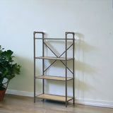 49inch Gray Brown Metal Four Tier Etagere Bookcase