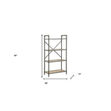 49inch Gray Brown Metal Four Tier Etagere Bookcase
