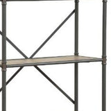 49inch Gray Brown Metal Four Tier Etagere Bookcase