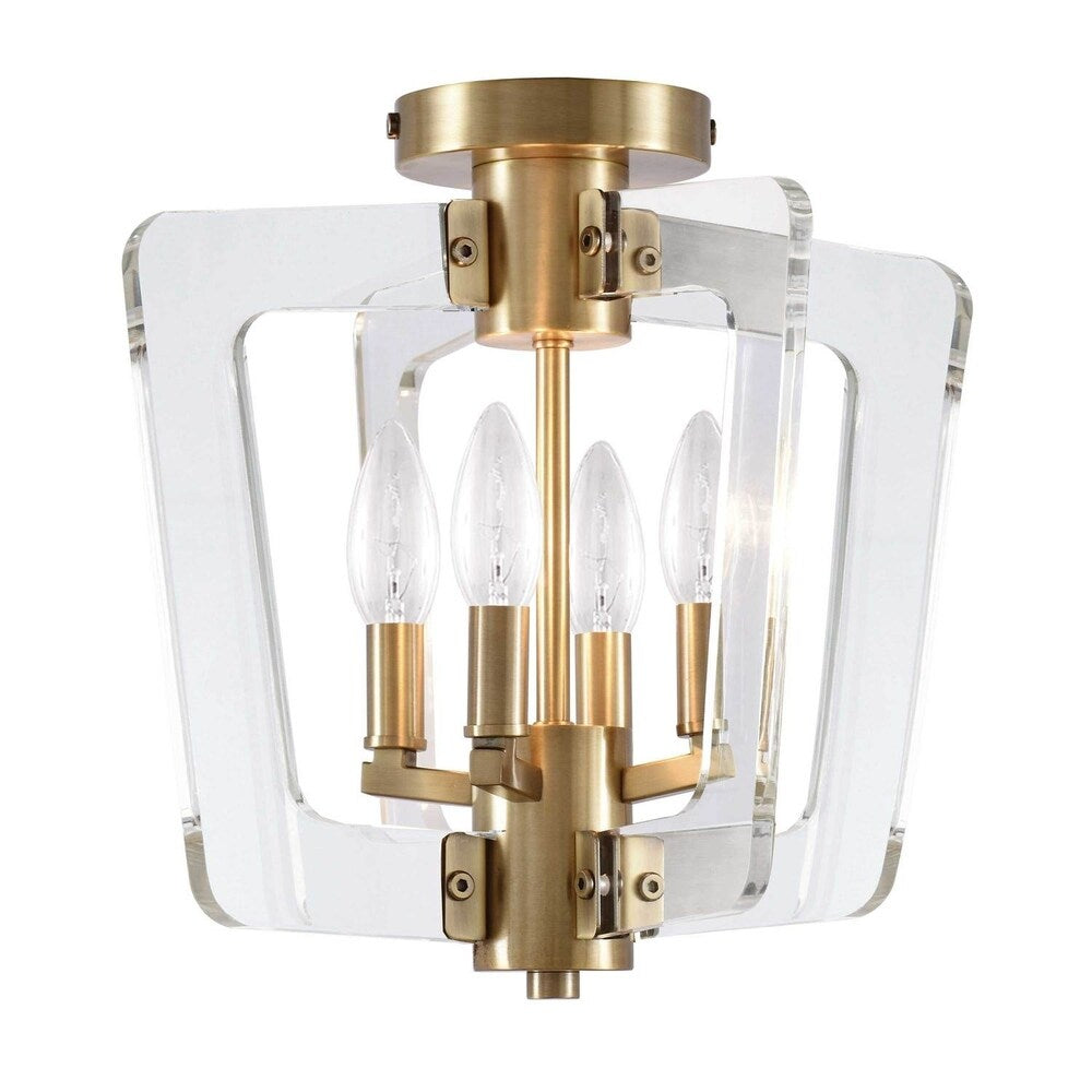 4LT Incan Semi-Flush, Aged Brass, Acrylic Arms