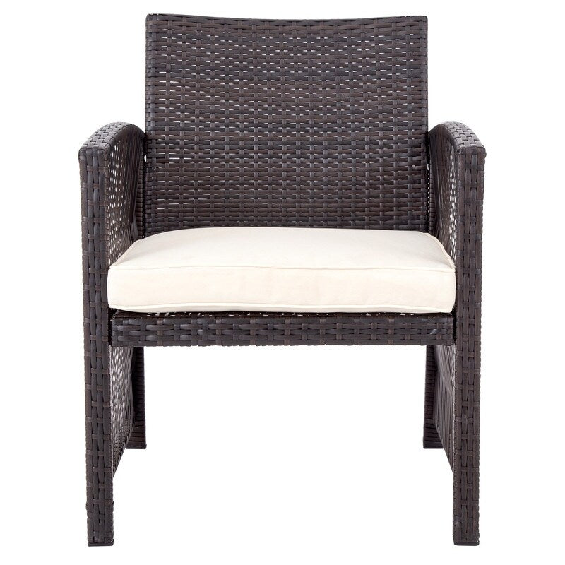 4PCS Patio Furniture Rattan Chair & Table Set Outdoor Sofa Set, Brown