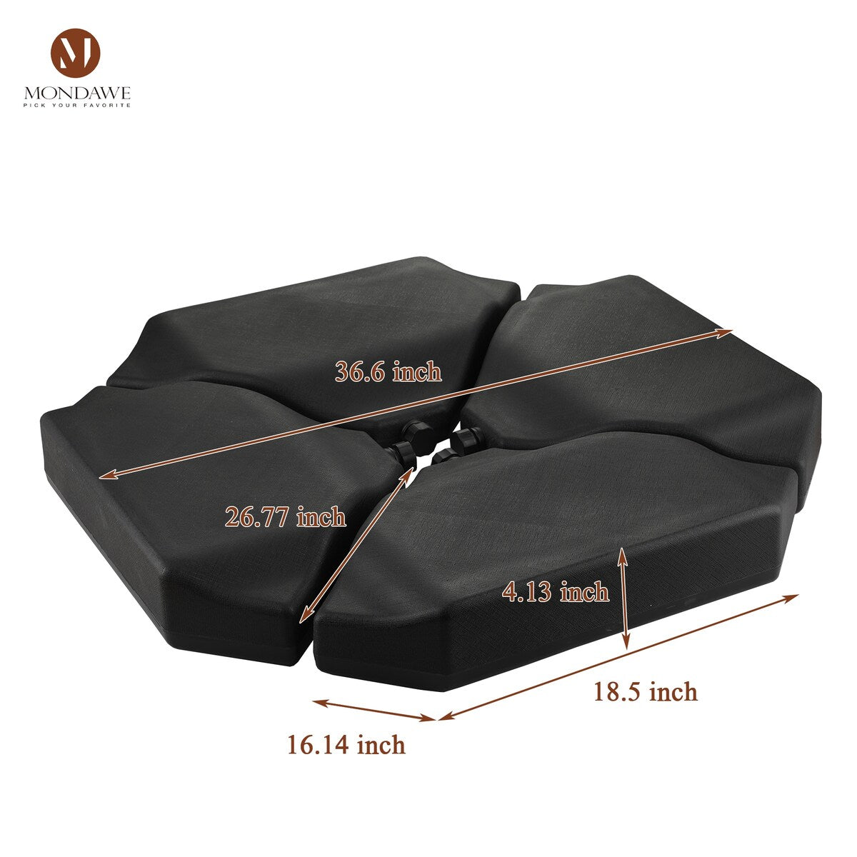 4PCS Rectangular Offset Umbrella Base Weighted Cantilever Heavy Duty Hanging Patio Umbrella Base - 17.7