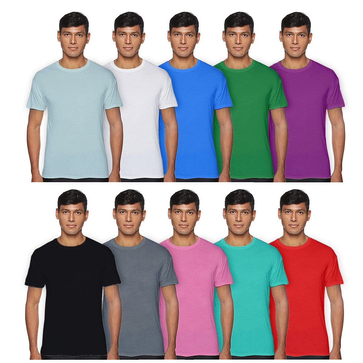 Laviva Mens Active Moisture Wicking Crew Neck Shirts 4Pack Polyester Dry Fit