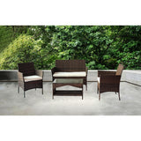 4Pcs Cocktails Rattan Sofa Chair Conversation Set for Garden Backyard