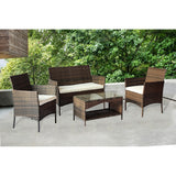 4Pcs Cocktails Rattan Sofa Chair Conversation Set for Garden Backyard