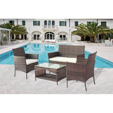 4Pcs Cocktails Rattan Sofa Chair Conversation Set for Garden Backyard