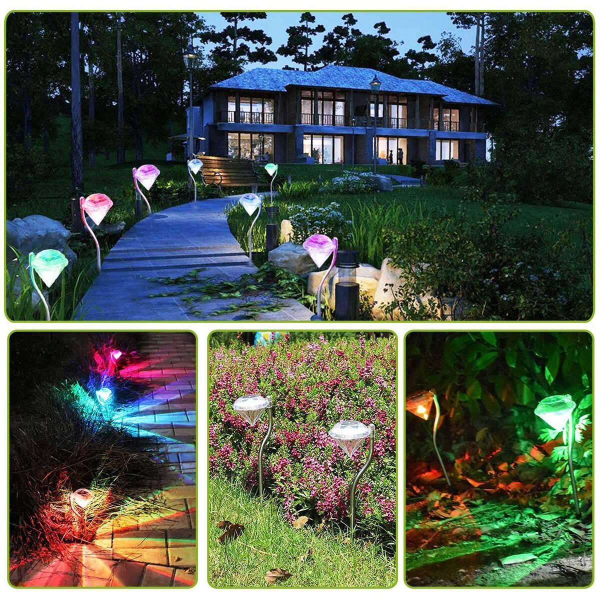 4Pcs Diamond LED Solar Garden Light