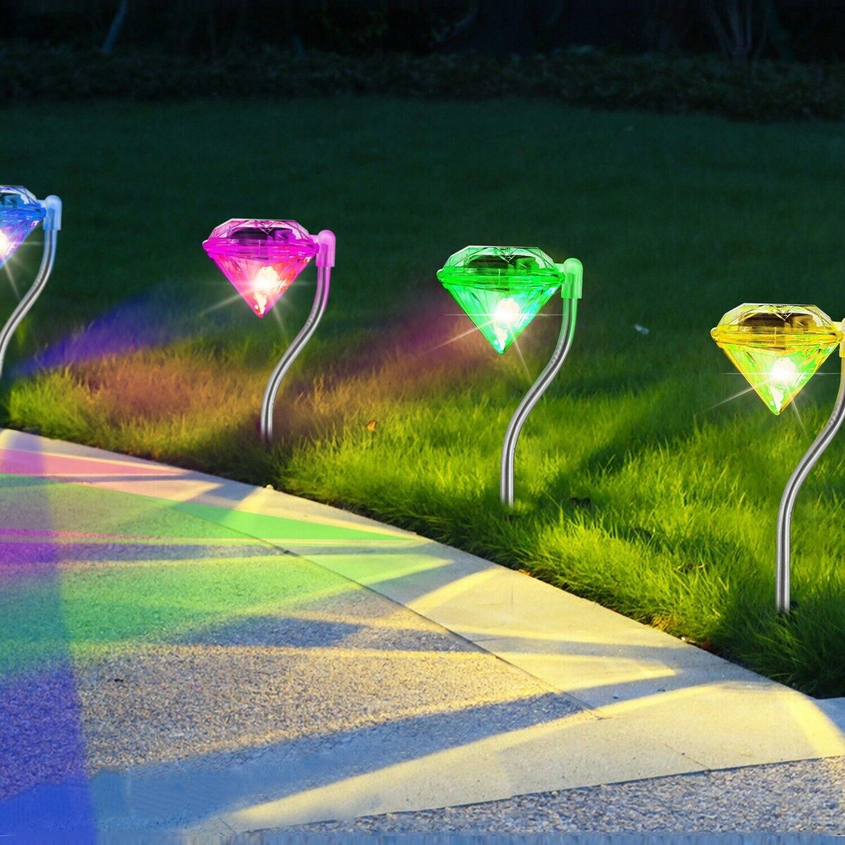 4Pcs Diamond LED Solar Garden Light