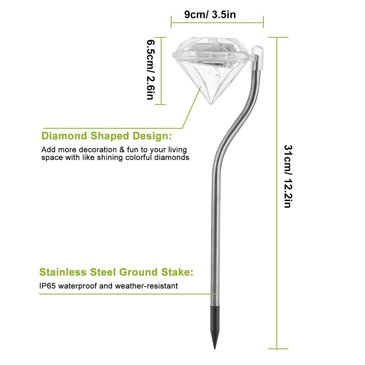4Pcs Diamond LED Solar Garden Light