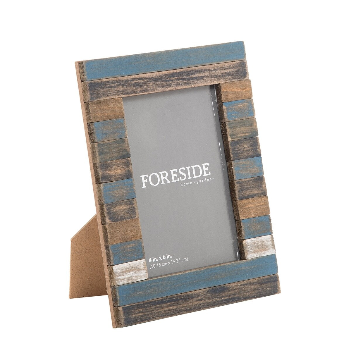 4X6 Slatted Wood Photo Frame Blue