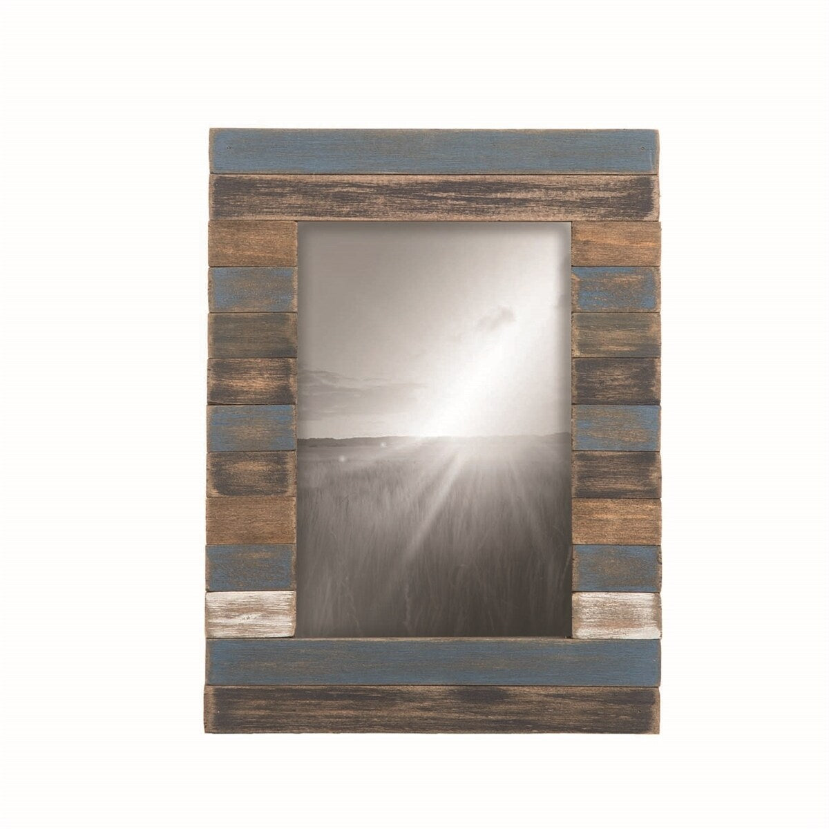 4X6 Slatted Wood Photo Frame Blue
