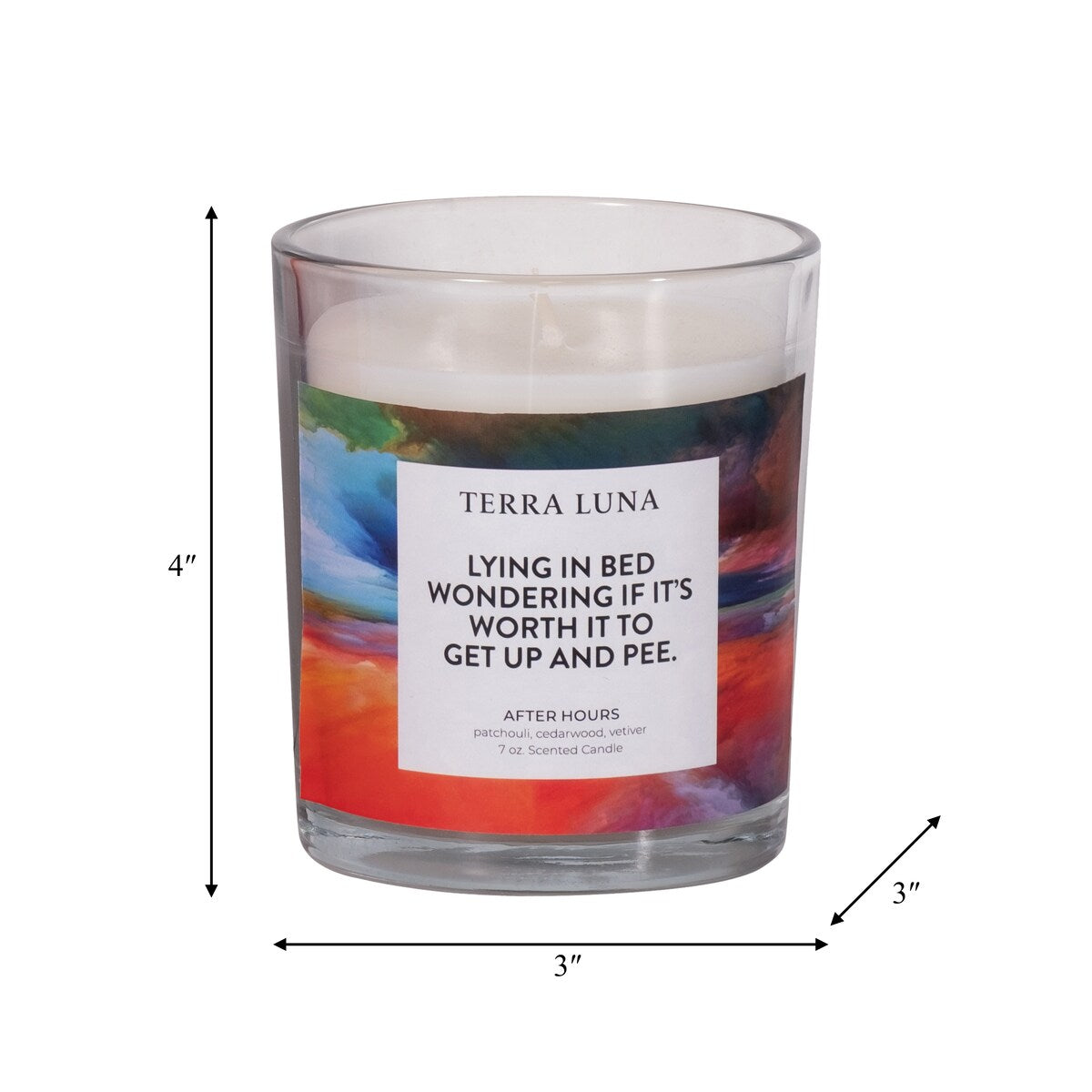 4" Boxed Candle with Funny Quote Lying In Bed Wondering If It's Worth It 7oz Glass Multi-Colored Decorative After - 3" x 3" x 4"