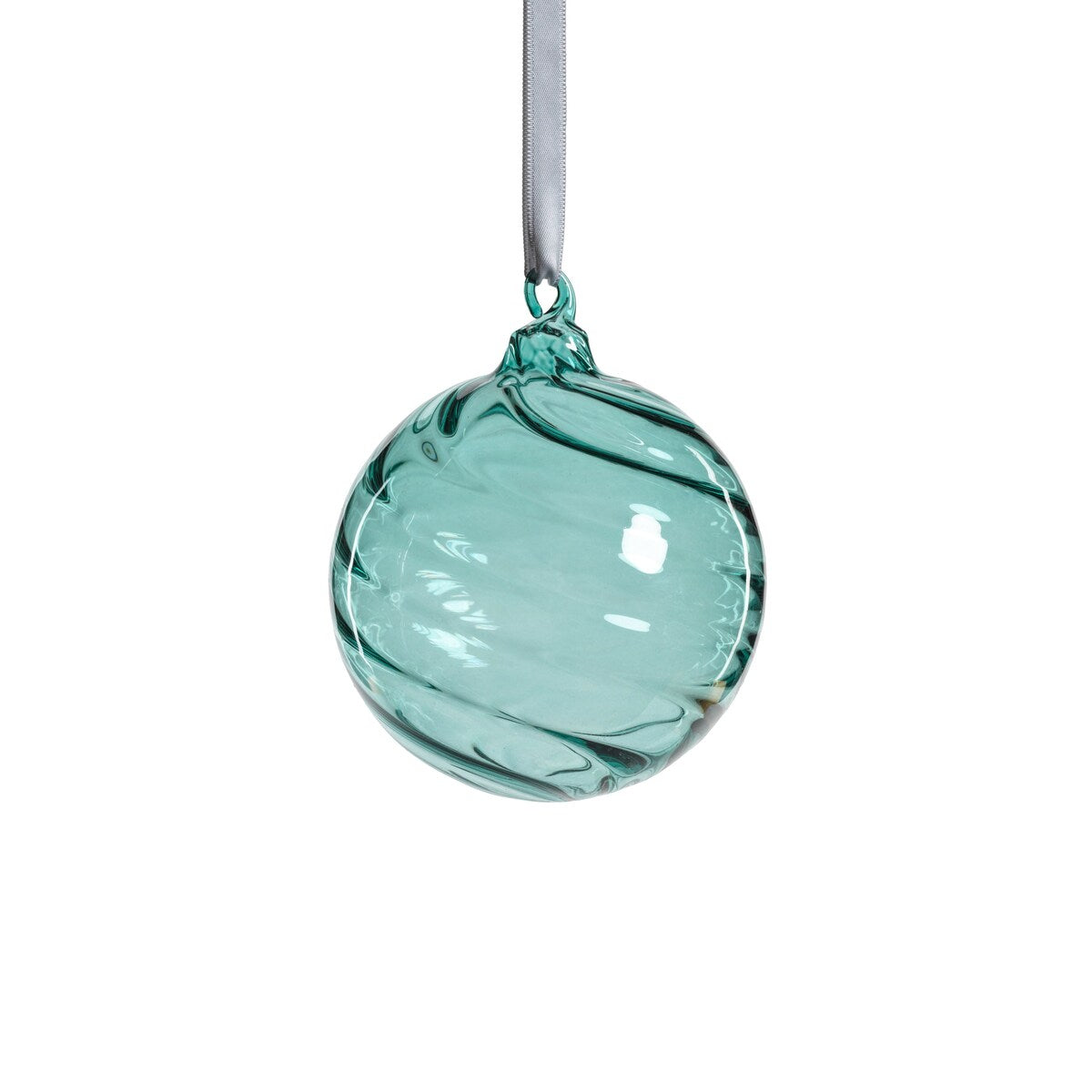 4" Winter Blue Swirl Blown Glass Ball Ornaments, Set of 6