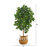 4' Ficus Artificial Tree in Boho Chic Handmade Natural Cotton Woven Planter with Tassels