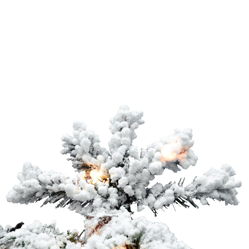 4' Flocked Spruce Dura-Lit Tree with 150 Clear Lights, 358 Tips - White