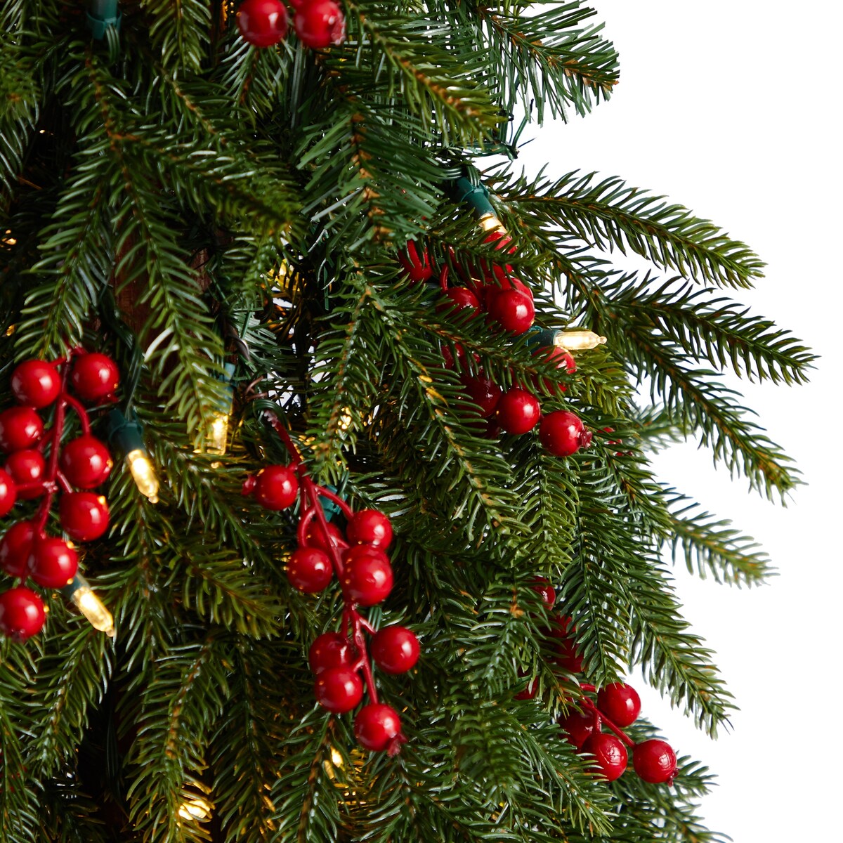 4' Victoria Fir Artificial Christmas Tree with 100 Multi-Color (Multifunction) LED Lights, Berries and 171 Bendable Branches