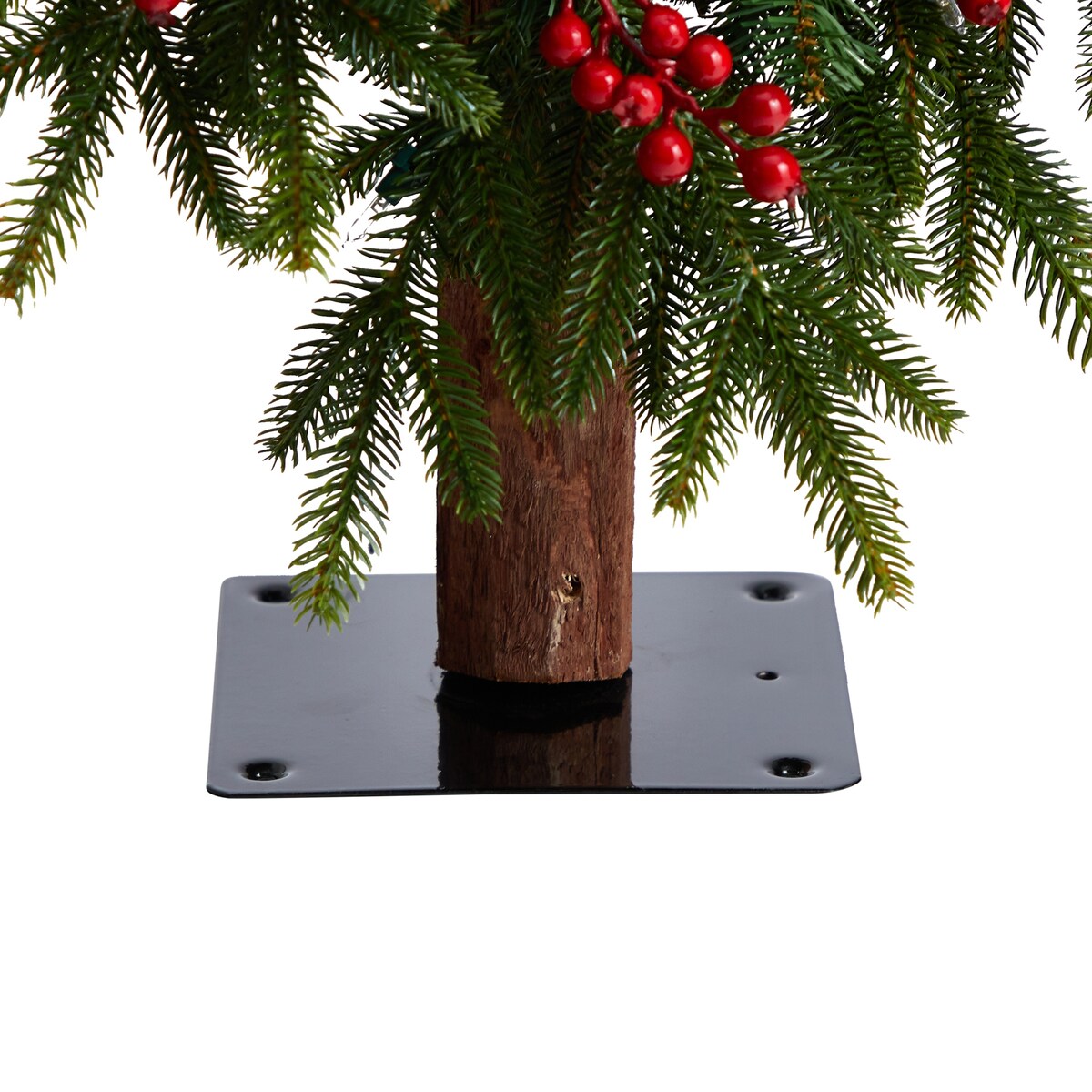 4' Victoria Fir Artificial Christmas Tree with 100 Multi-Color (Multifunction) LED Lights, Berries and 171 Bendable Branches