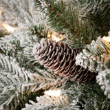 4'H Sullivans Potted Lit Flocked Tree, Green - 29"L x 29"W x 4'H