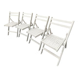 4pc Folding Chair Set Armless Camping Chair Foldable Chair Set w/ Slatted Seats and Open Backs for Space-saving, No Deformation
