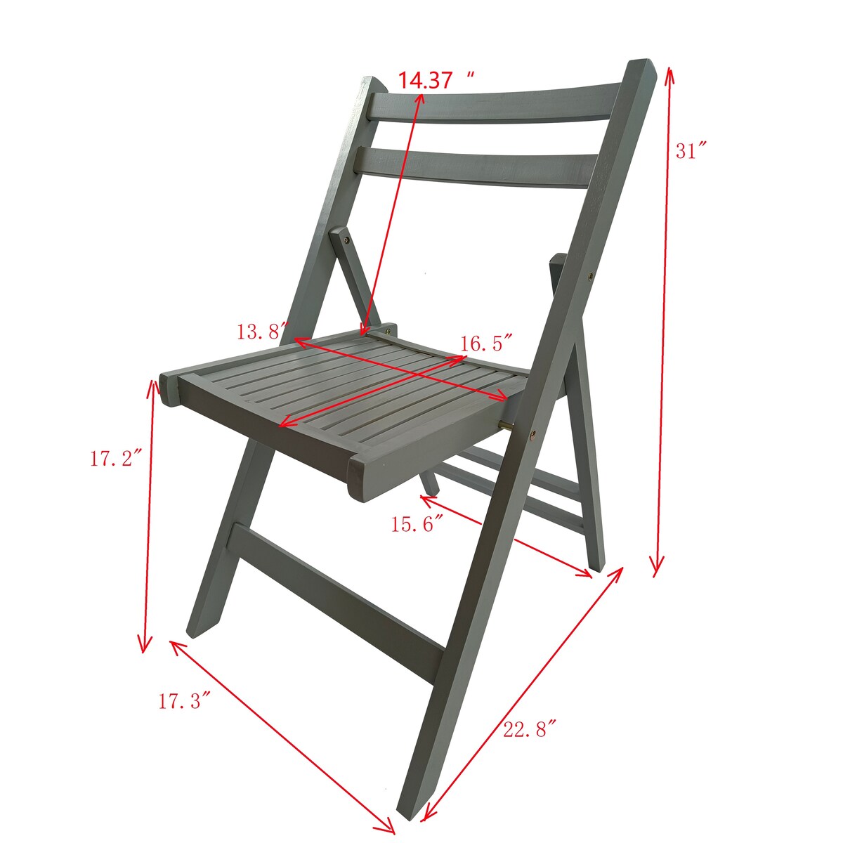 4pc Folding Chair Set Armless Camping Chair Foldable Chair Set w/ Slatted Seats and Open Backs for Space-saving, No Deformation