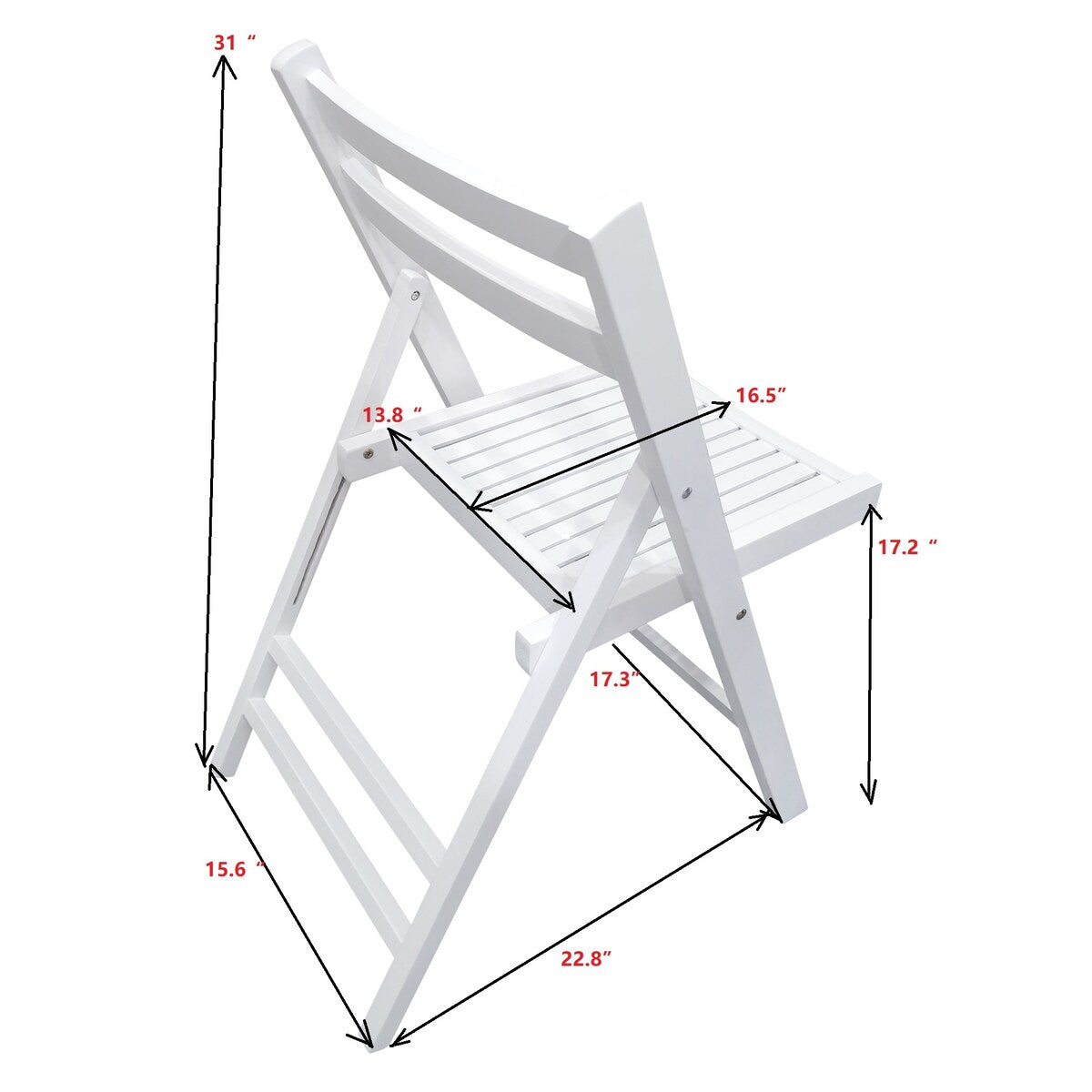 4pc Folding Chair Set Armless Camping Chair Foldable Chair Set w/ Slatted Seats and Open Backs for Space-saving, No Deformation